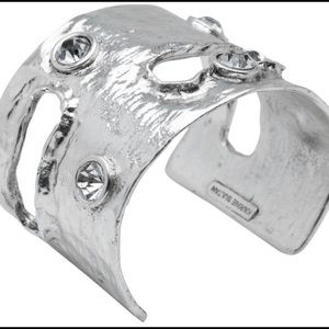 Encrusted Cutout Silver Cuff